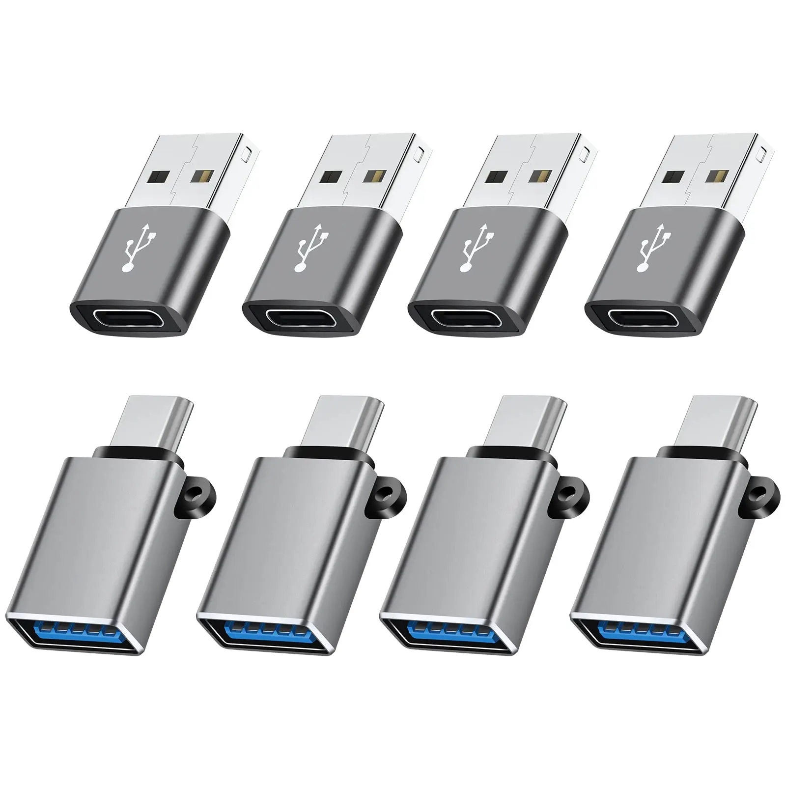 محول USB من النوع C 8 عبوات، محول USB إلى USB C، محول محول USB من النوع A ذكر أنثى OTG، موصل كابل الشاحن
