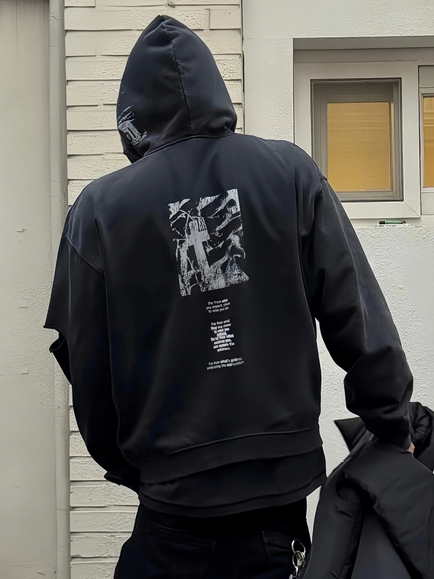 Retro Style Men's And Women's Hoodie Sweatshirt with Print And Hole Design Cotton Material Unisex Casual Streetwear
