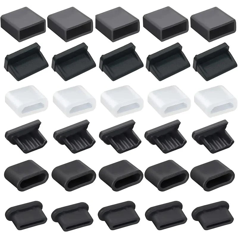 Mehrzweck-USB-Staubschutzstecker, Silikon-Portabdeckungen für USB-C, Micro-USB, USB-A, kompatibel mit iPhone, Samsung und Android-Geräten