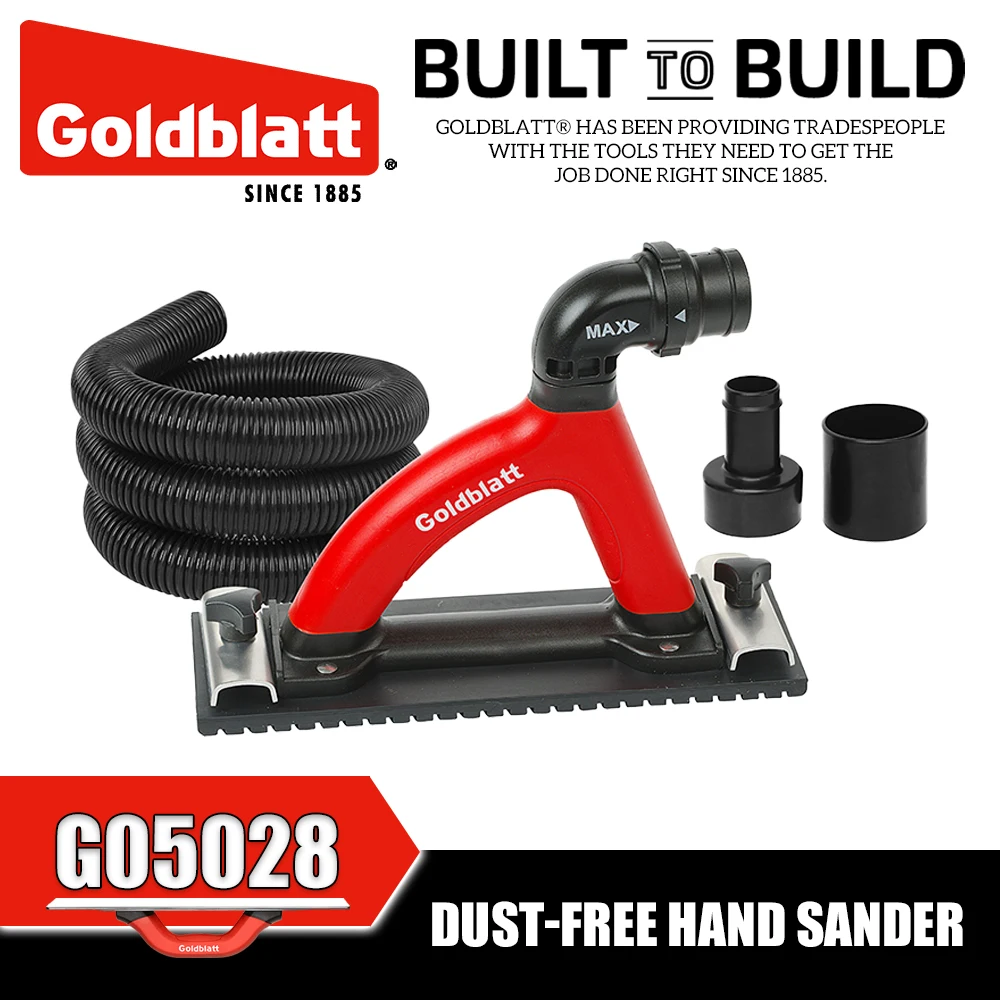 GOLDBLATT G05028 Dust-Free Hand Sander Works with Standard 11-1/4 in. Die-cut Sand Screen Sheets