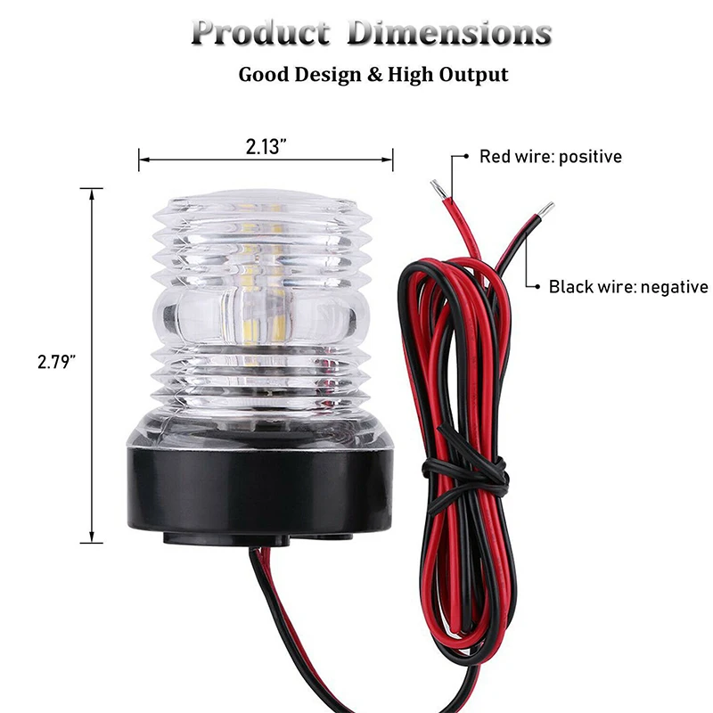 ไฟสมอเรือทรงกลม360องศาไฟ LED 12V กันน้ำไฟเดินเรือเรือยอชท์6300K โคมไฟสมอเรือ