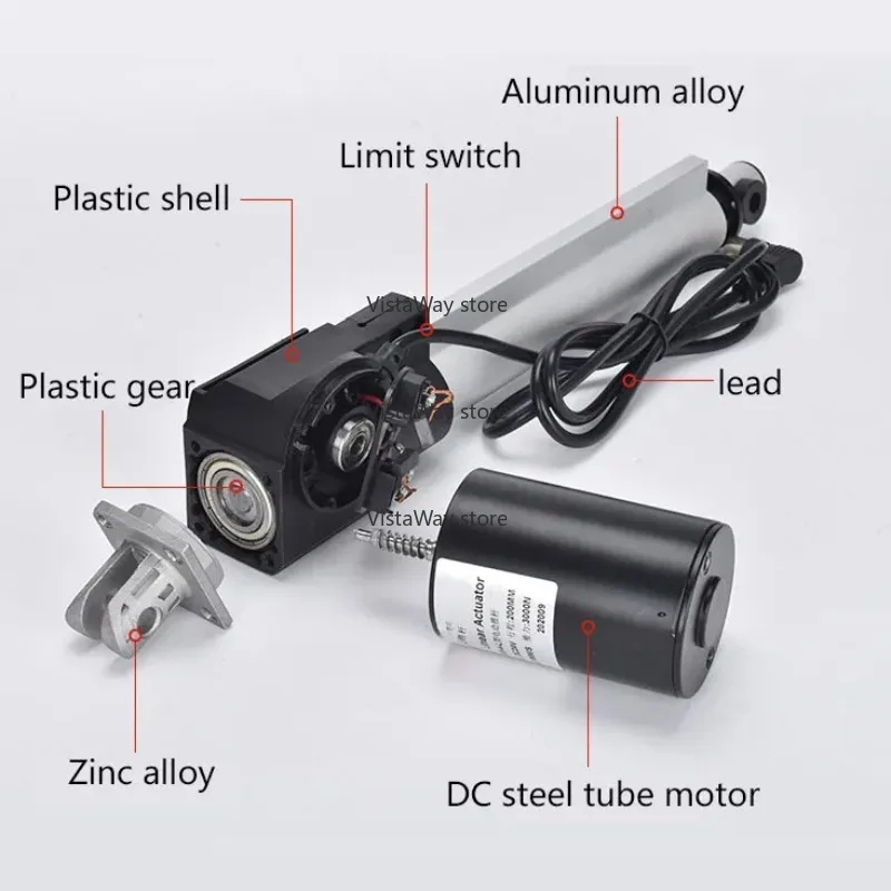 High Quality 4~30mm 6000N Load 24v Silent Miniature Reciprocating Electric Cylinder Push-pull Rod Hydraulic Lifter