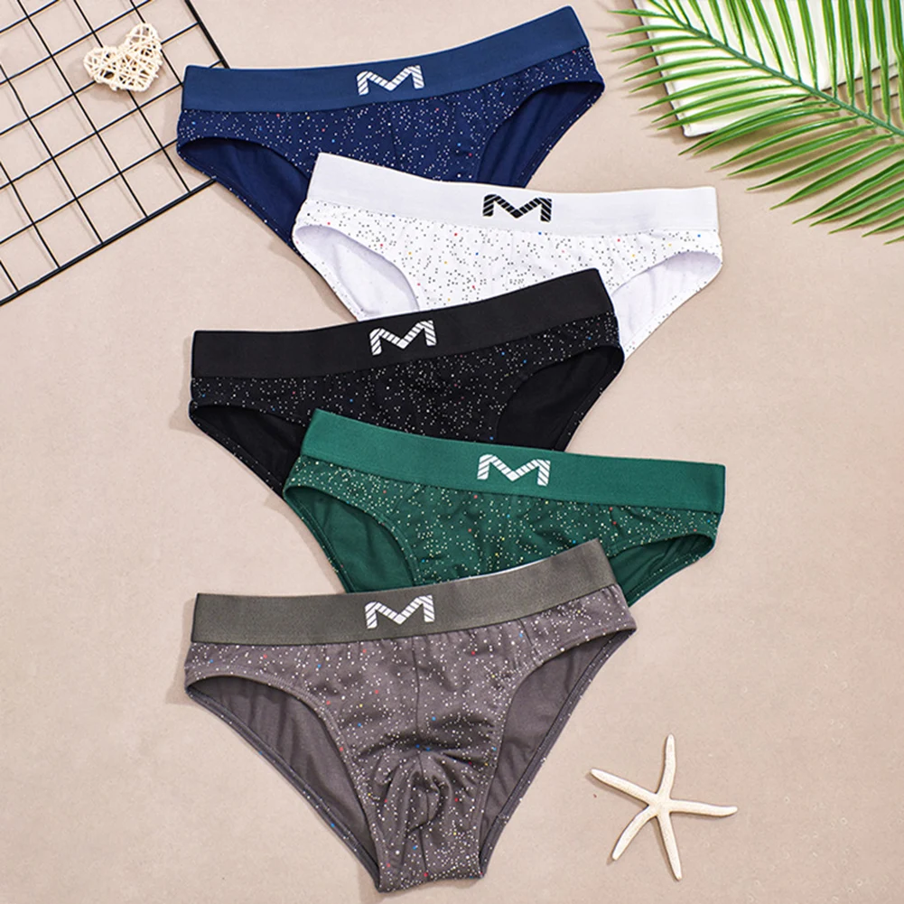 For Sports Casual Middle Rise Underwear Men Bikini Briefs Panties Comfortable U Convex Pouch Fashion Printed