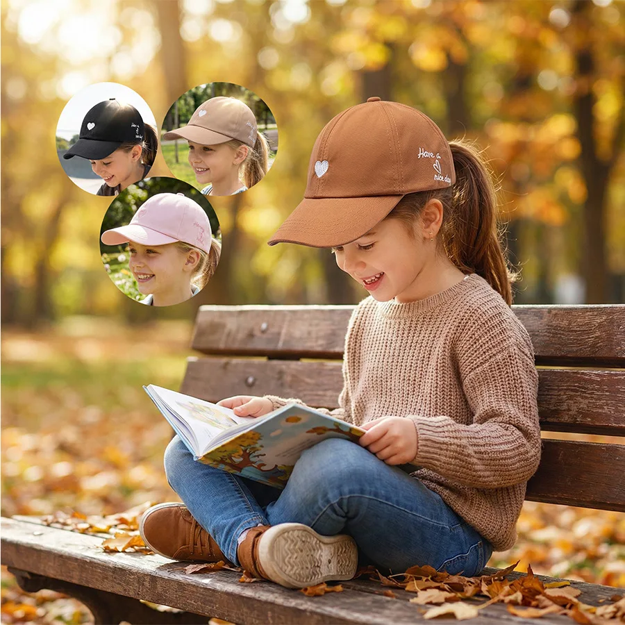 

Children's Hat - a Summer Hat for Kids with a High Ponytail and Flat Top, a Baseball Cap for Girls, a Baby Sun Hat for Protection