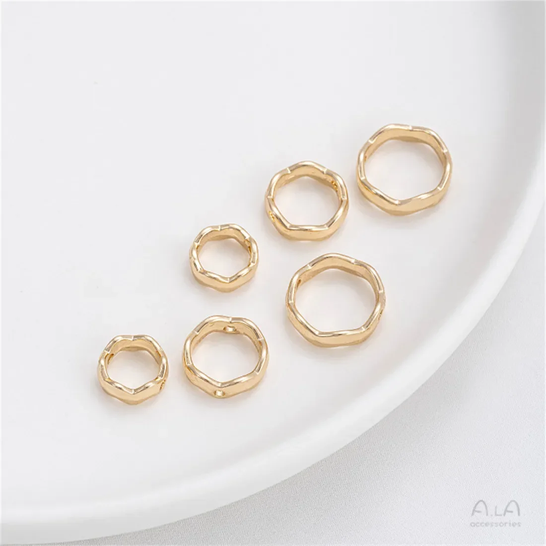 14K Gold Wave Ring Set Bead Ring Bead Ring Handmade Diy String Pearl Bracelet Necklace Jewelry Accessories C140