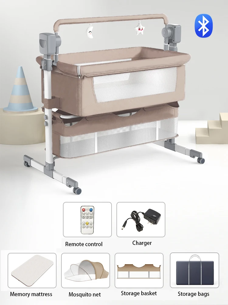 Bluetooth Elektrische Babywieg Wieg Kinderbedje Slaapbed Automatische Schommelende Babyschommel Afstandsbediening Timer Draagbare Baby - afbeelding 2