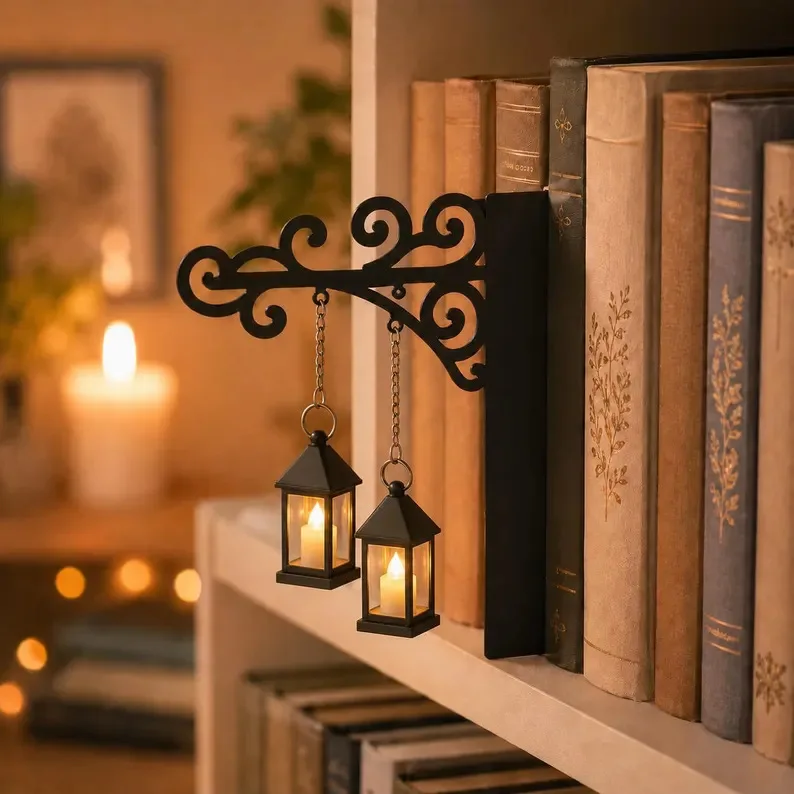 Linterna de biblioteca, iluminación decorativa para estantería, linterna retro para biblioteca, lámpara para estantería,