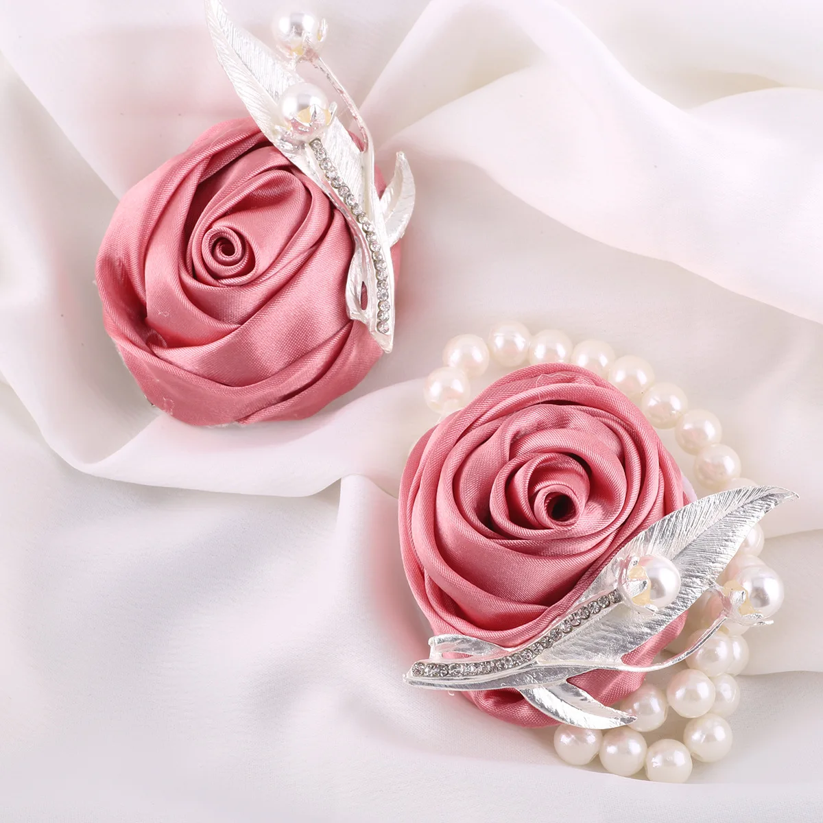 Casamento vestir rosa rolo pulso flor corsage broche noiva e noivo vestir acessórios de casamento acessórios para noiva