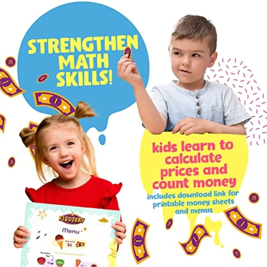 Kiddzery – tente de jeu pour camion de crème glacée, ensemble de jouets de simulation, maison de jeu de glace Pop Up, jouets avec bouton musical, naissance