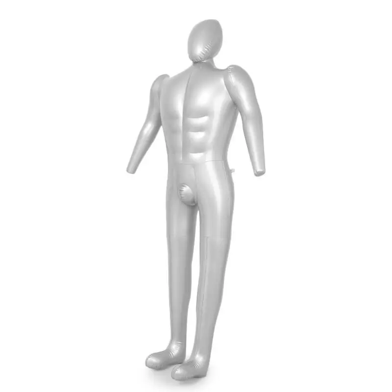 Silver PVC Inflatable Full Body Mannequin 168cm Male Torso Model For Clothing Display Retail Store Trade Show Dress