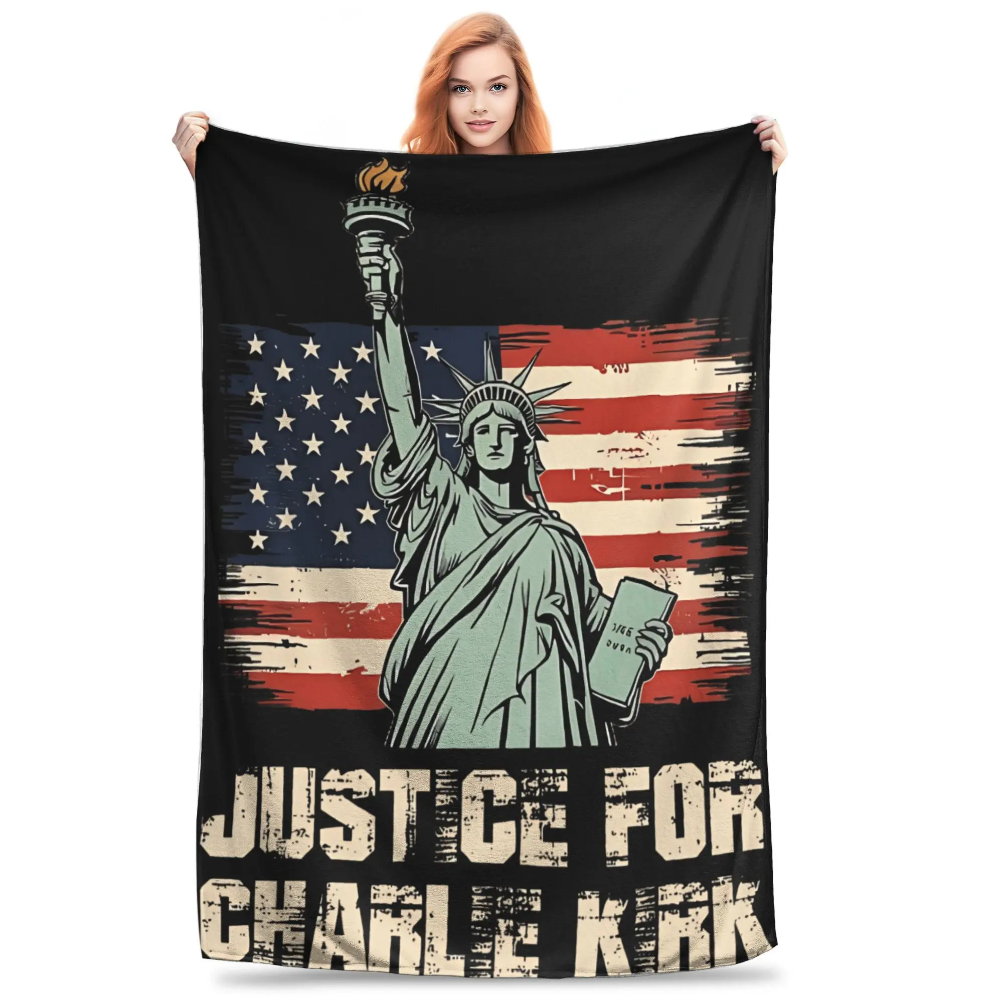 

Charlie Kirk Patriot Flannel Blanket Autumn Warm Throw Blanket for Boy Girl Couch Bed Funny Bedspread Sofa Bed Cover