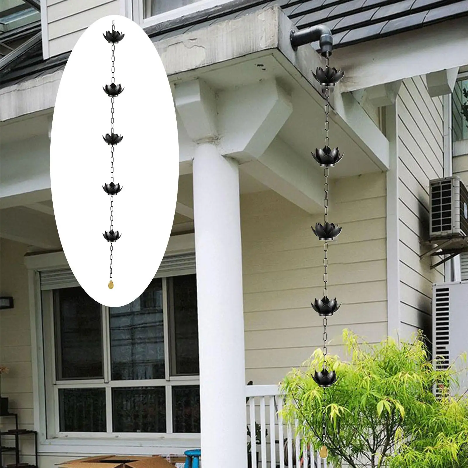 

Цепь от дождя в форме лотоса, сменная водосточная труба, 4,3 фута, винтажная