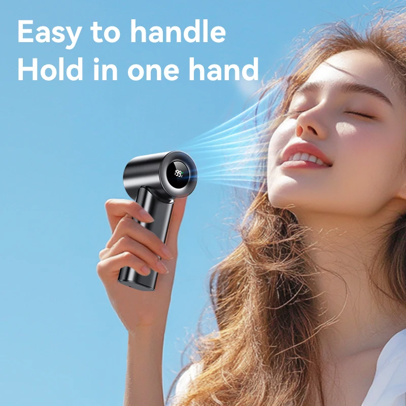 Mini Fan Rechargeable Strong Wind 100 Gear Wind Speed Electric Fan Digital Display Adjustable Turbo Portable Outdoor Handheld