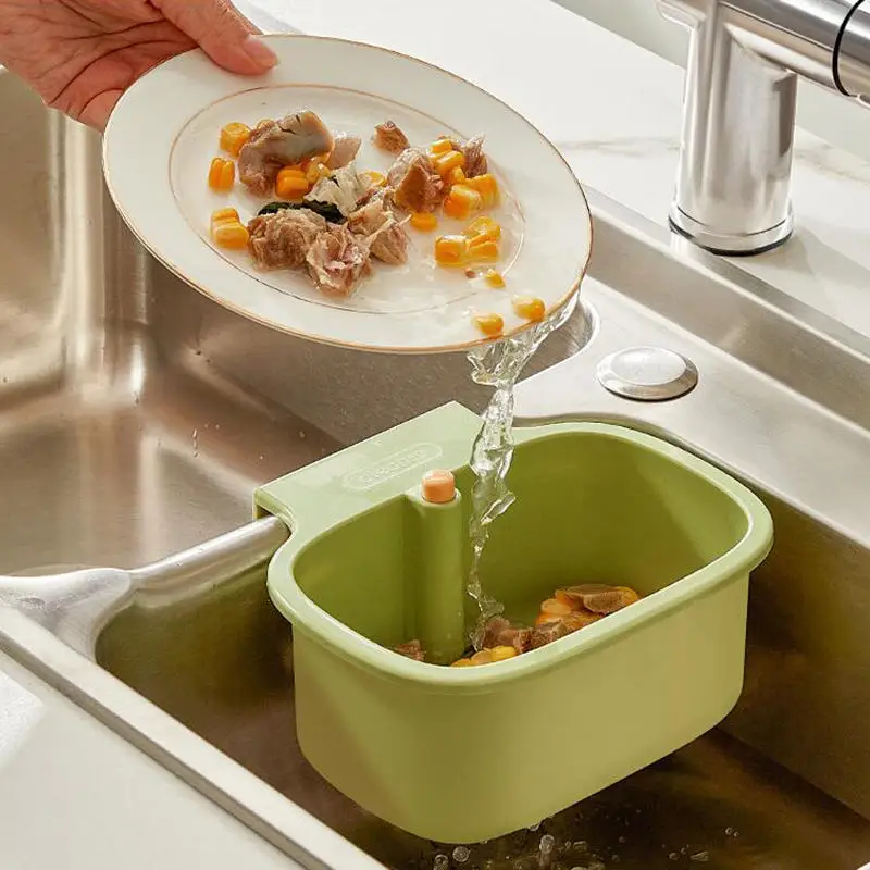 

Kitchen Sink Filter Basket Sink Washing Basin Anti Leak Filter Basin One Click Press Type Grid Drain Storage Rack