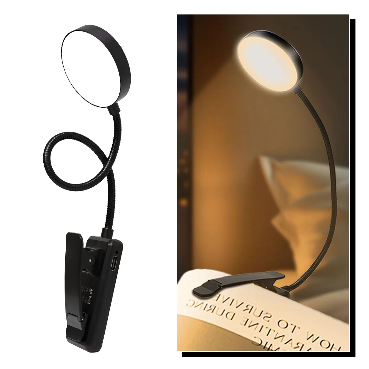 

Led Clip Table Lamp 360°Adjustable Flexible Light 3 Color Dimmable Portable Rechargeable For Reading Book Lampu Study Desk Night