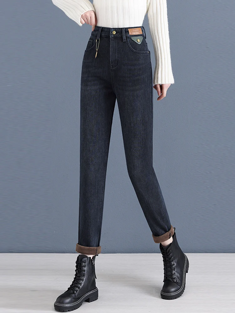 

Женские джинсы-шаровары с высокой талией, утягивающие, повседневные, свободного кроя, в стиле «папины джинсы», из хлопка, полиэстера и спандекса, осенний стиль