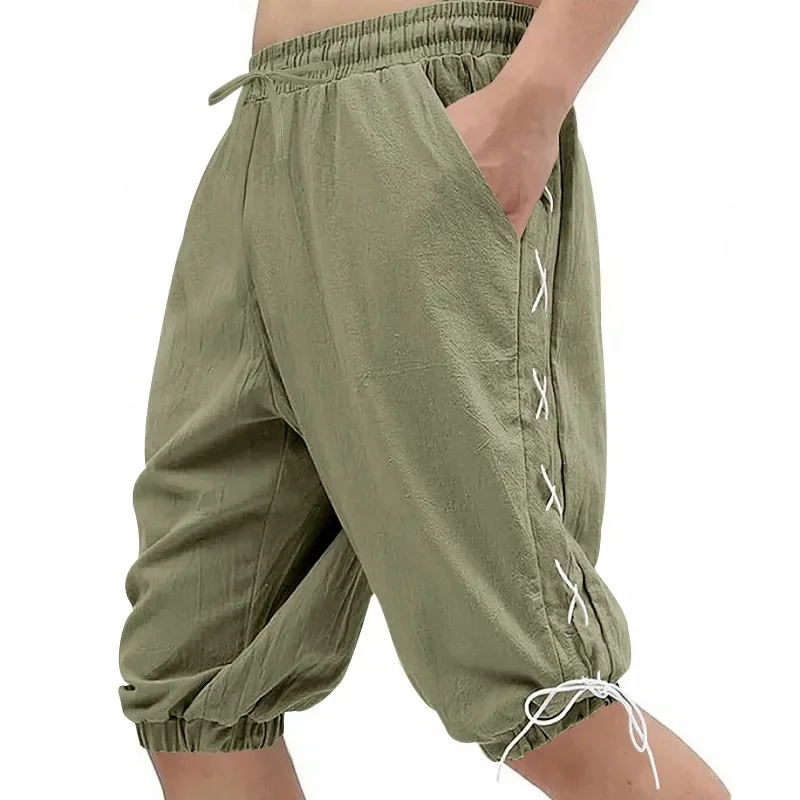 

GUWU Summer Linen Cotton Plus Size Harem Pants Loose Spliced Commute Slim Ankle Long Pants