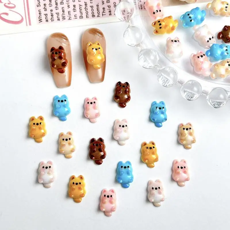 

30PCS 3D Resin Kawaii Puppy Nail Charms Cute Multi-Color Small Squirrel Nail Art Decorations Cream Glue DIY Crafts Accessories