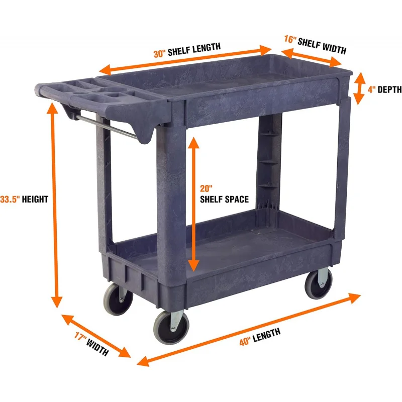 Service Utility Cart, 500-Pound Capacity, 40 x 17-Inch