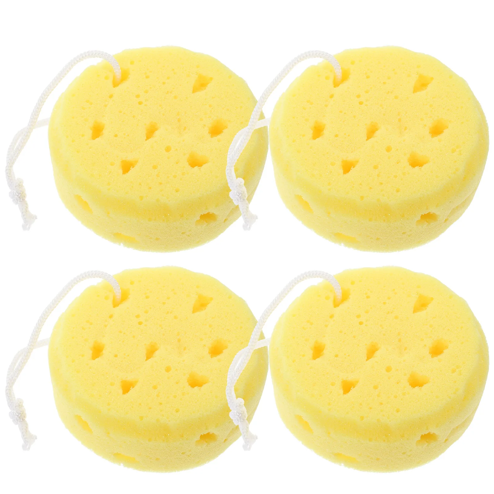 

4pcs Bath Sponge Exfoliating Shower Body Soft Powder Puff Womens Child Long Lasting Dual Side Strong Adsorption Quick Dry
