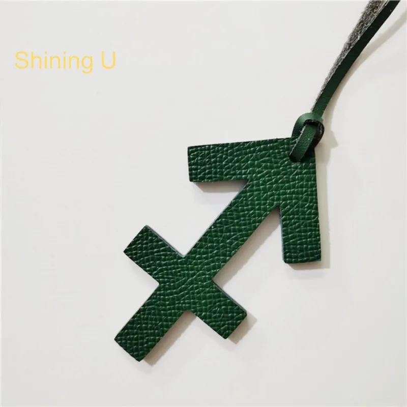 Shining U Genuine Leather Sagittarius Keychain for Women Men Fashion Accessory  Astrological Sign Bag Charms Gift