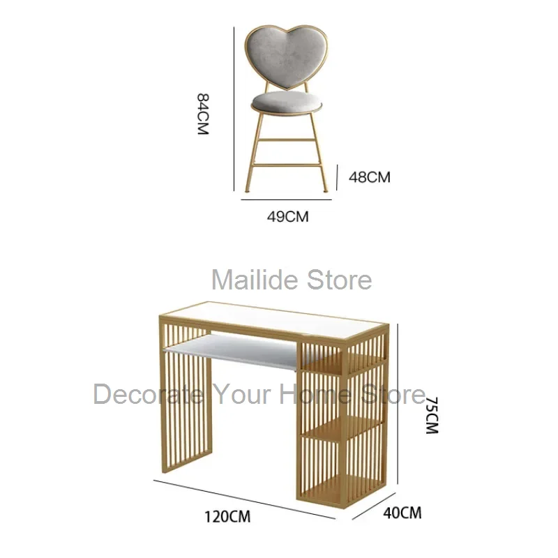 Nordic Light Luxury Nail Tables Beauty Salon Manicure Table and Chair Set Fashion Ins Salon Furniture Single Tables for Manicure