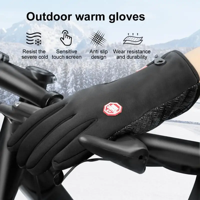 Hot Sale Winter Gloves For Men Waterproof Windproof Cold Gloves Snowboard Motorcycle Riding Driving Warm Touchscreen ZipperGlove