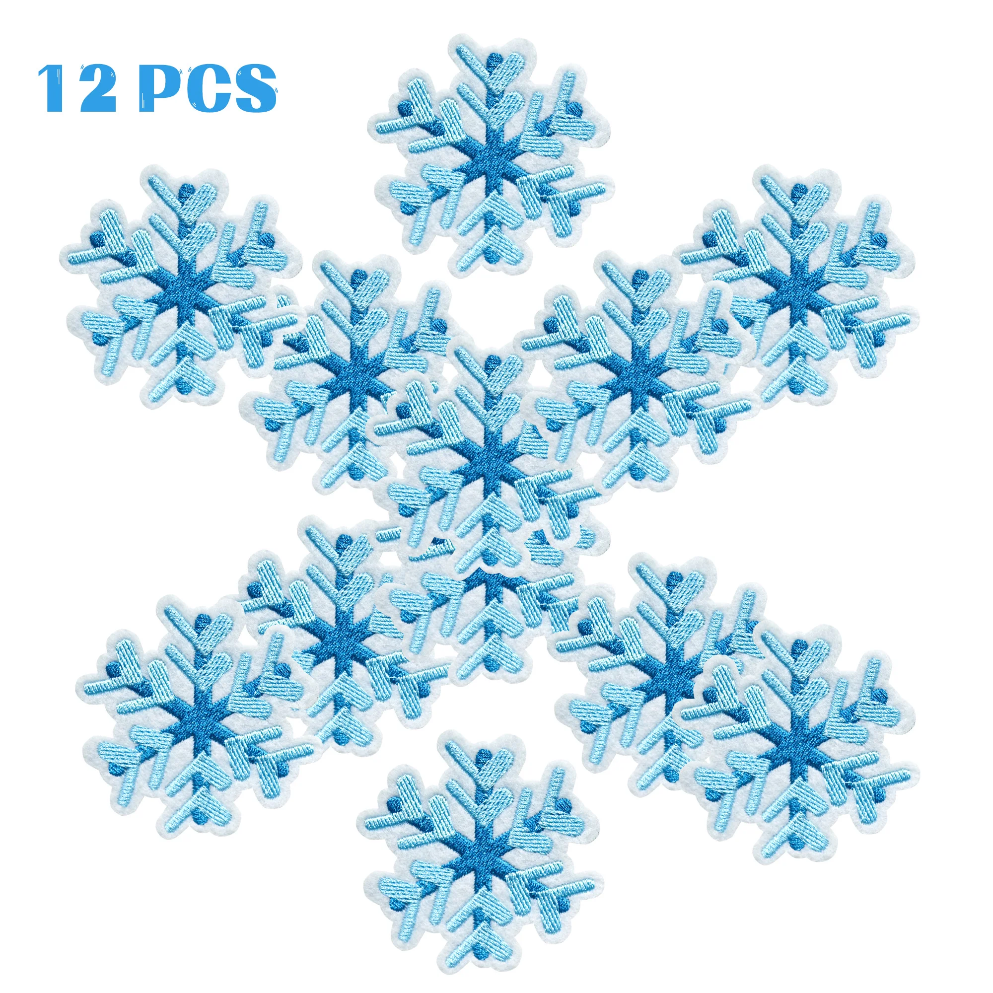 

12PCS Snowflake Iron on Appliques Winter Snow Embroidered Patch Xmas Snowflake Christamas Embroidered Patch