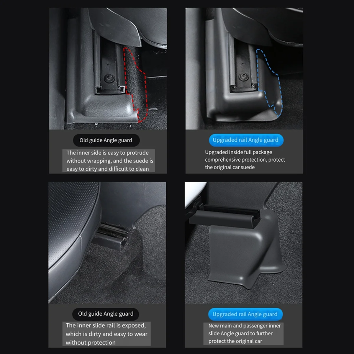 Car Seat Corner Protector Slide Rail Half-Wrapped Seat Corner Protector for Tesla Model Y