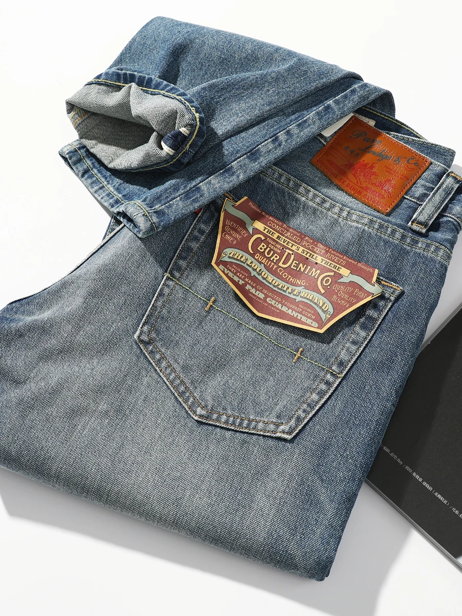 2025 Spring And Autumn New American Retro Men\'s Washed Made Old Straight Leg Jeans Fashion Comfortable 100% Cotton Casual Pants