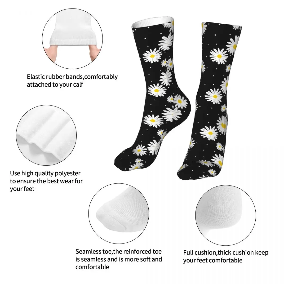 Female Sports Daisy Flower Socks Cotton Compression Woman Sock