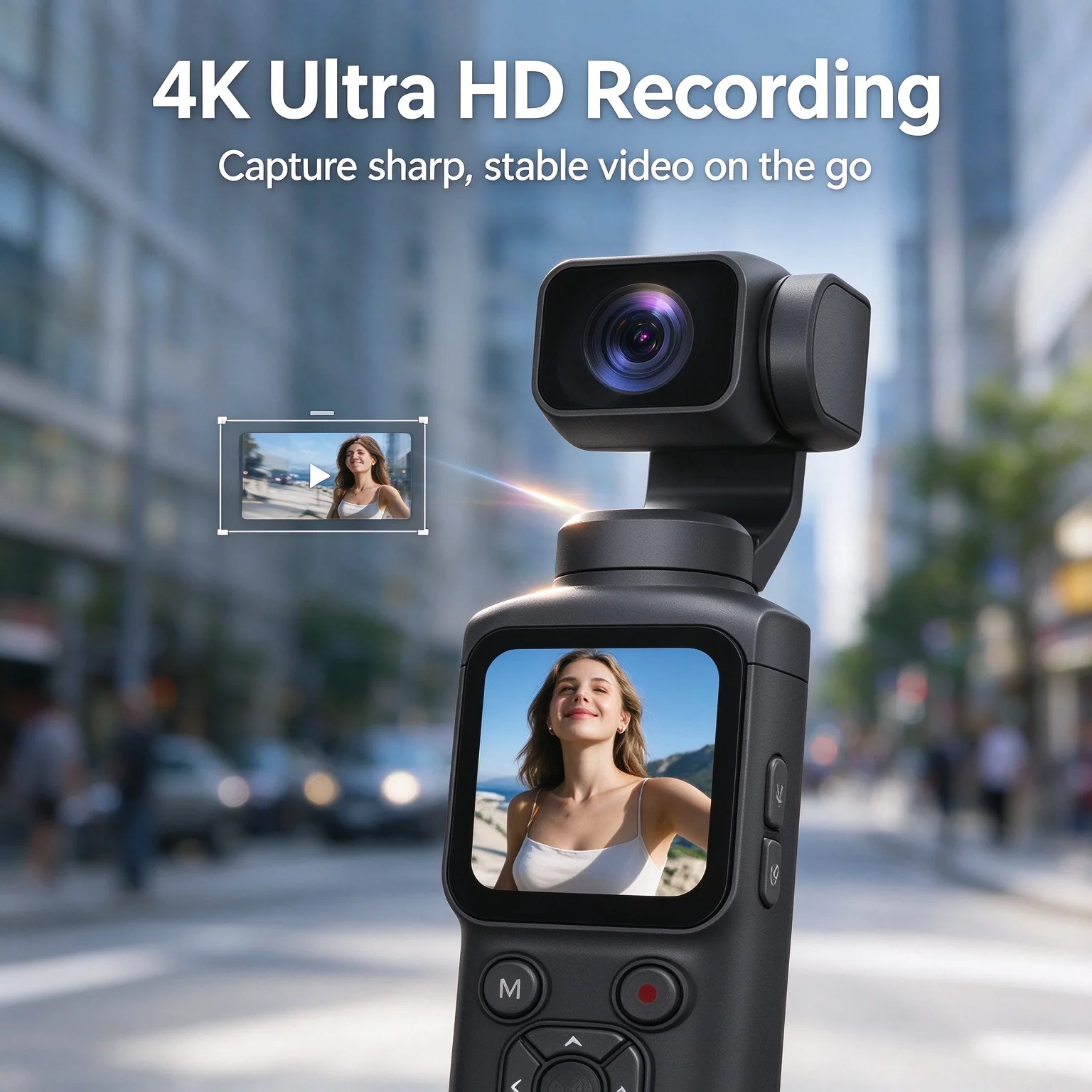 4K Handheld Pocket Camera, Face Tracking, HD Video Cam, Outdoor Sports Camera, Portable Vlog Recorder