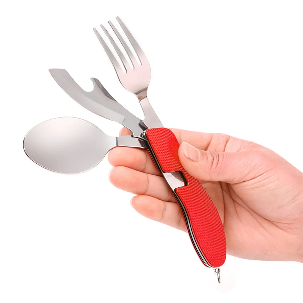 Foldable Tableware Knife Spoon Fork Camping Knife Fork Spoon Combination Tableware Outdoor Portable Multifunctional