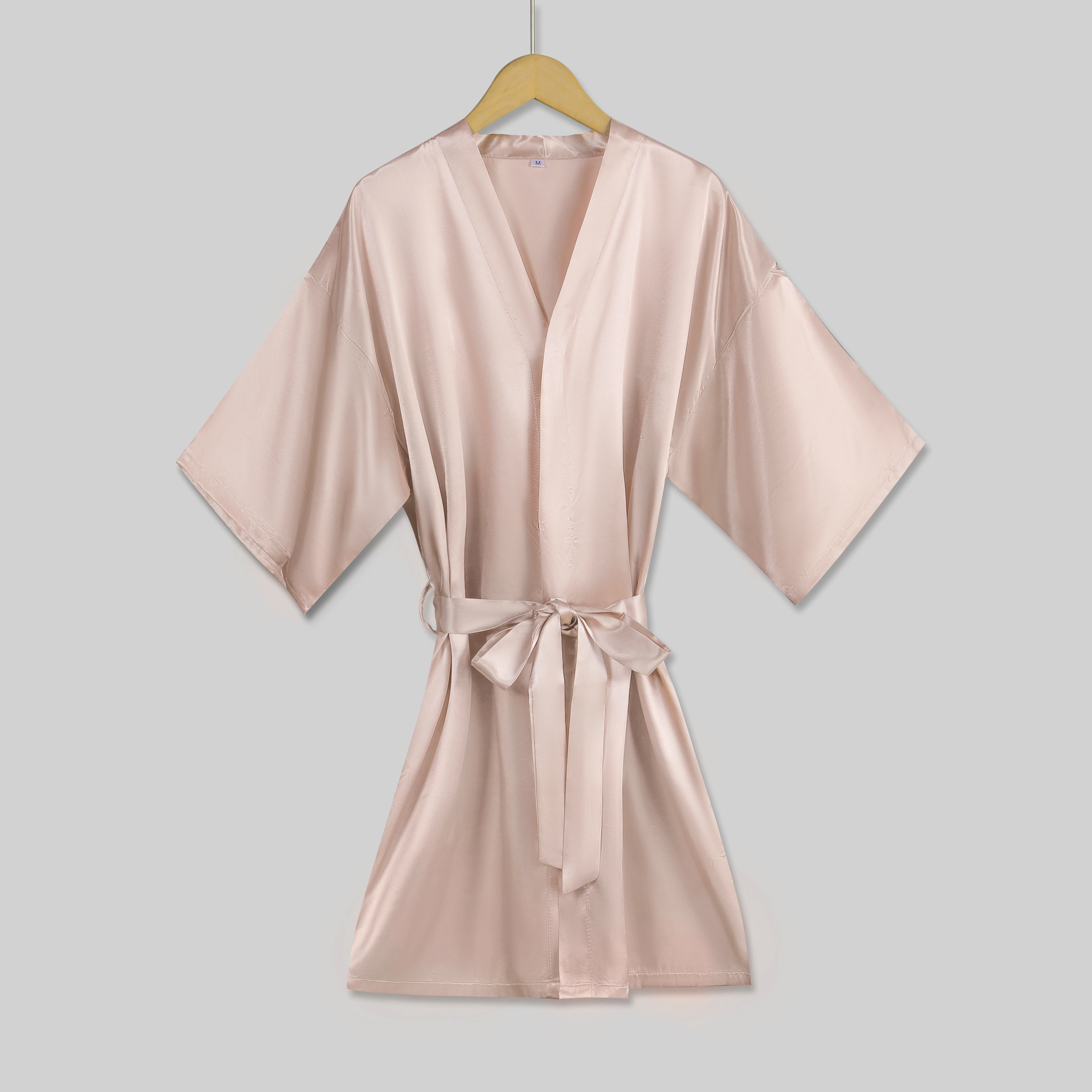 1pc team bride robe satin women wedding party  bridal champange pink short kimono robes