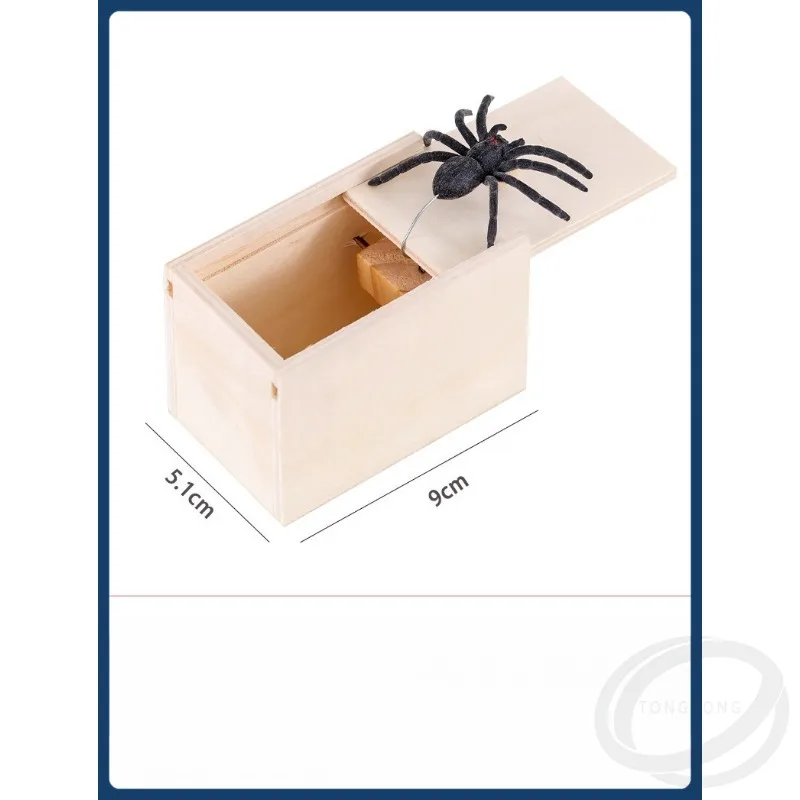 1pcs Funny Prank Toys Wooden Spider Prank Box Scary Spider Prank Box Halloween Party Decoration April Fools Day Props