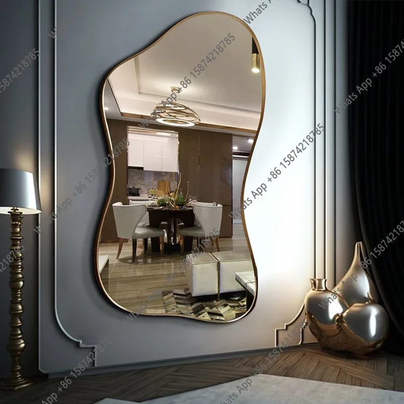BJ X6 Sm Large Size Full Body Mirror Standing Art Wall Luxury Irregular Frame Accent Unique Mirror Xenomorph Espelhos Trendy Fur