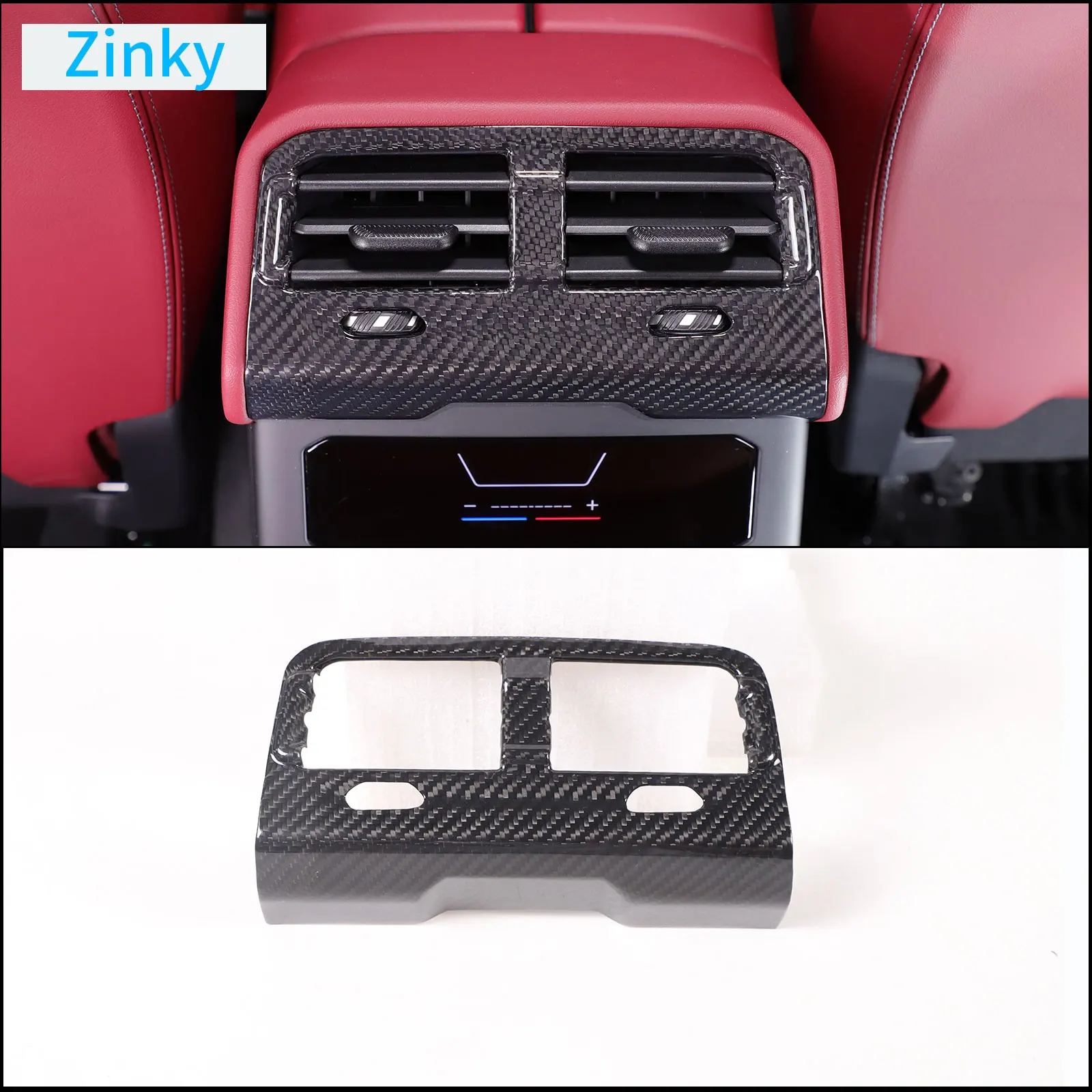 

Zinky Car Rear Air Conditioning Outlet Decorative Frame Cover for BMW 5 Series G60 2024 + Real Carbon Fiber Interior Accessories