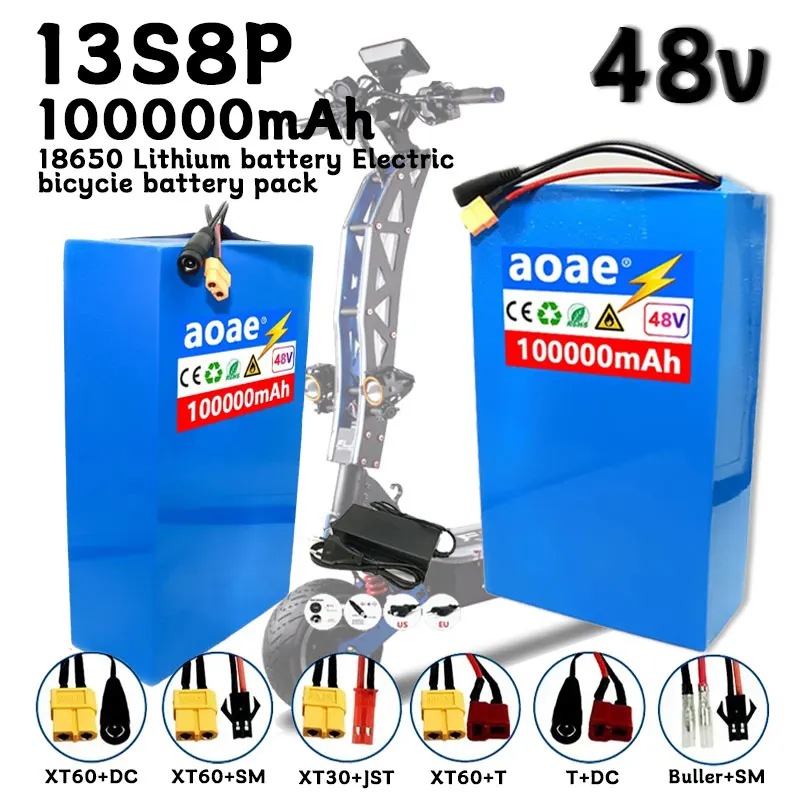 

100% новый оригинальный литиевый аккумулятор 48 В 50ah 13s8p 48 В 100000 мАч 2000 Вт Citycoco, моторизованные аккумуляторы для скутера, встроенные 50 А BMS
