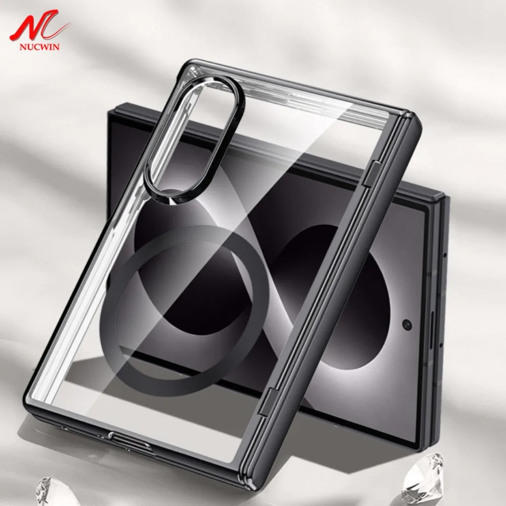 Luxuriöses galvanisiertes Federscharnier für Magsafe-Hülle für Samsung Galaxy Z Fold 8 Ultra Magnetische Schutzfolie aus gehärtetem Glas