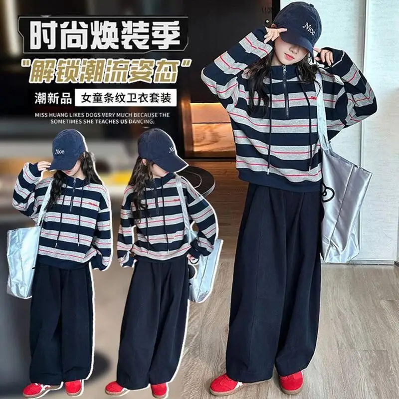 

Kawaii повседневный комплект пальто, модная детская одежда из 2 предметов, одежда для девочек Kpop, детская верхняя одежда с меховой подкладкой, комплекты детских джемперов