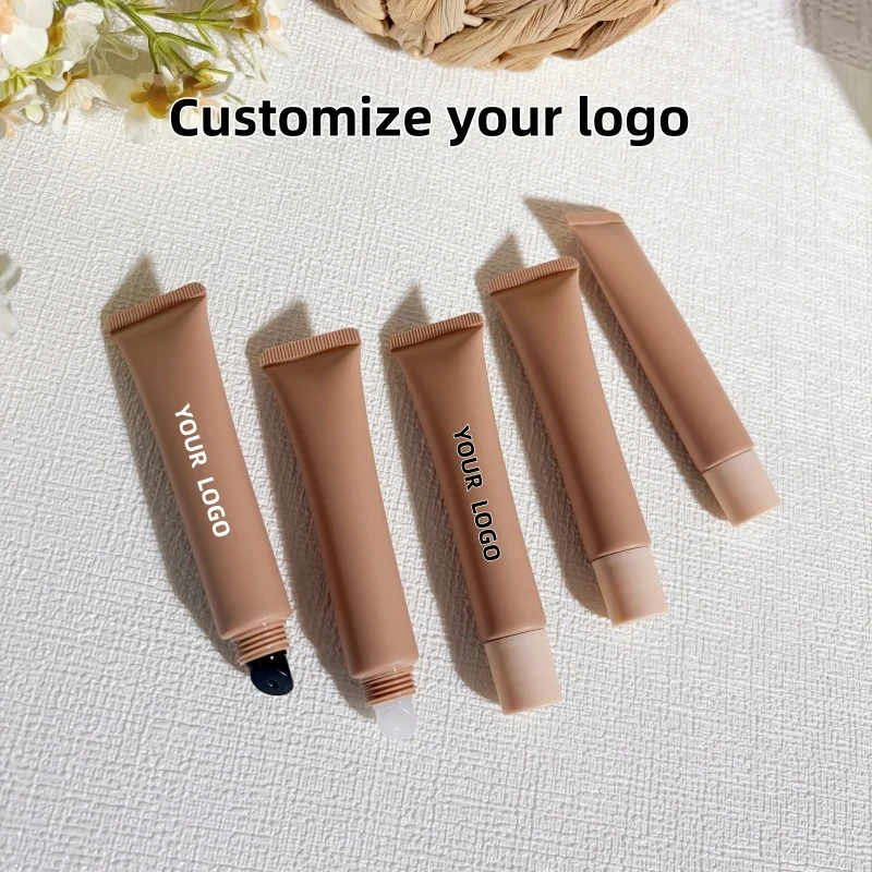 

【Нанесение логотипа】50 шт. индивидуальных светло-кофейных косметических тюбиков 20 мл из ПЭ с завинчивающейся крышкой, пустые тюбики для сыворотки/лосьона/крема для глаз