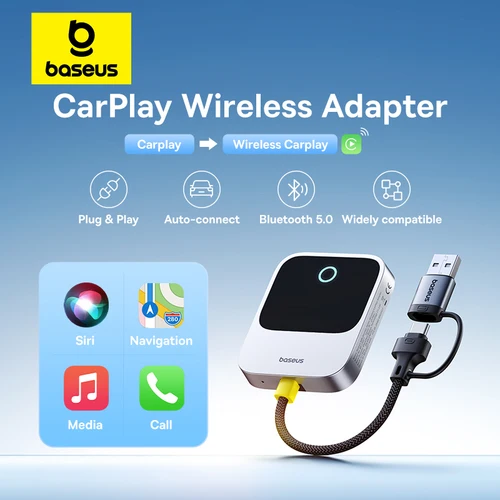 Baseus CarPlay inalámbrico con cable a adaptador CarPlay inalámbrico conexión automática sistemas inteligentes de coche Plug & Play Bluetooth Smart CarPlay