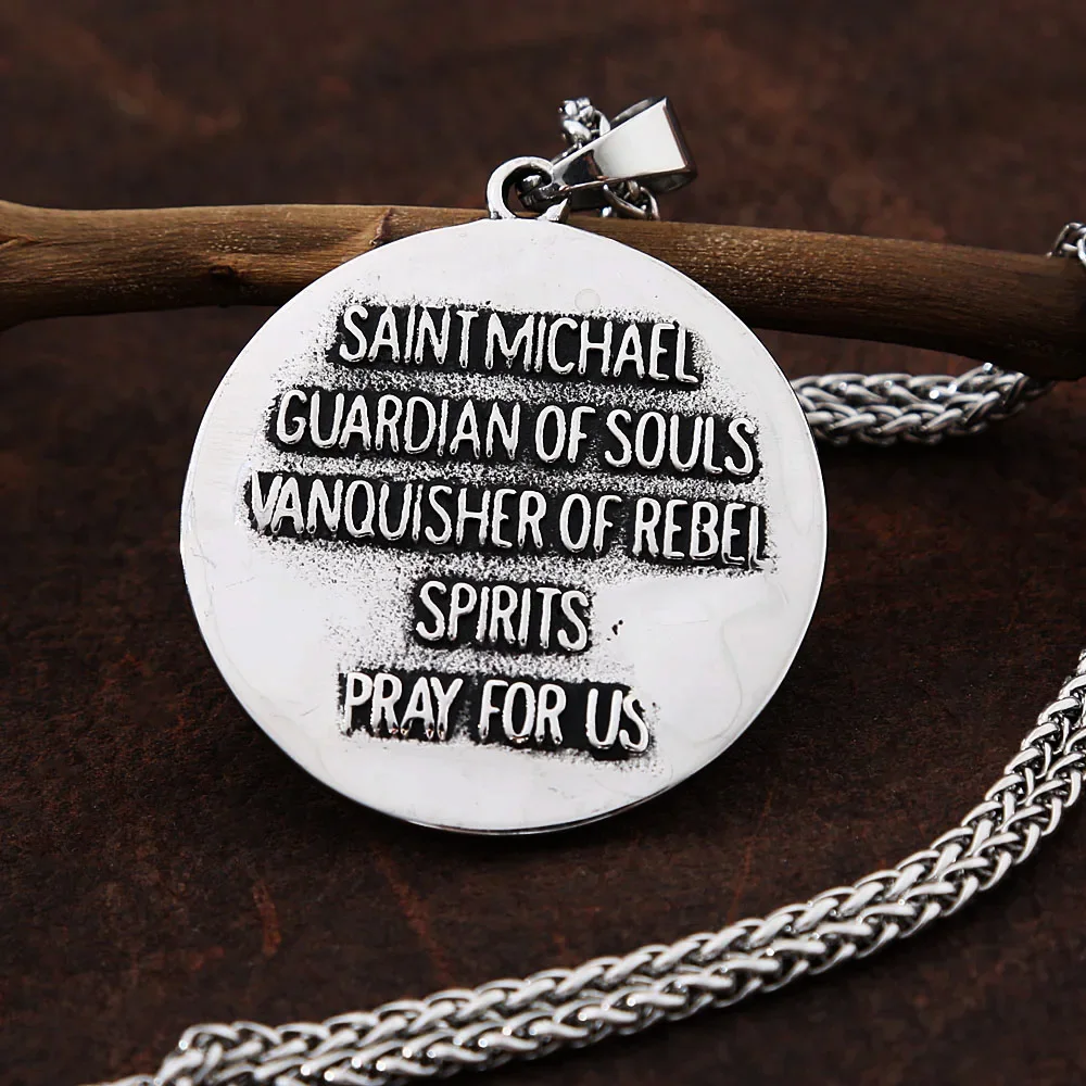 الفولاذ المقاوم للصدأ تميمة قلادة للرجال ، فاسق ، Vintage ، الملائكة ، مايكل ، والأزياء ، وحجم كبير ، والمجوهرات هدية ، انخفاض الشحن