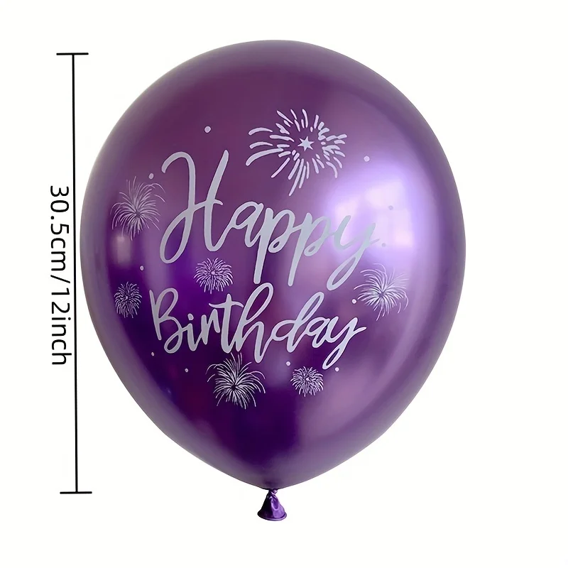 10pcs Birthday Balloons Happy Birthday Printed Pattern Baby Shower Chrome Latex Balloon Metal Birthday Party Decorations Globos