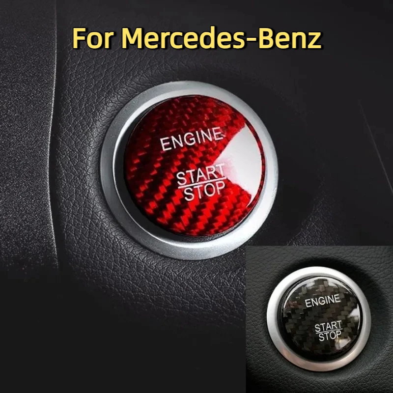 

Car Engine Start Stop Button Switch Cover Carbon Fiber Sticker For Mercedes-Benz