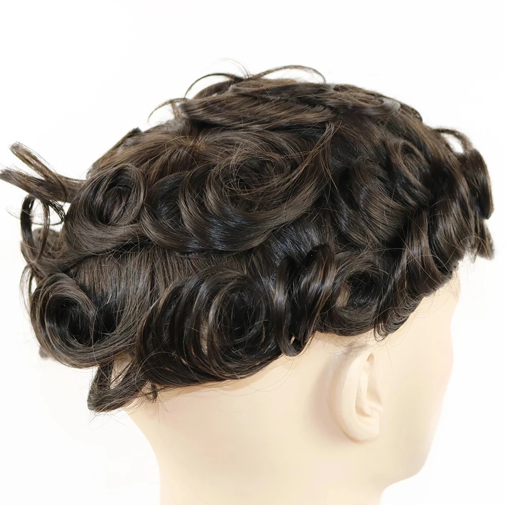 European Men's 100%Human Hair Natural Hairline Toupee Hair System Capillary Prosthesis Undetectable Versalite Lace Mono Base Wig