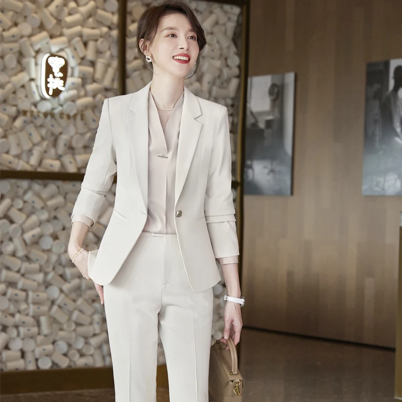 Uniform Styles Formal Pantsuits for Women Professional Blazers Autumn Winter Business Career Interview Outfits Trousers Sets