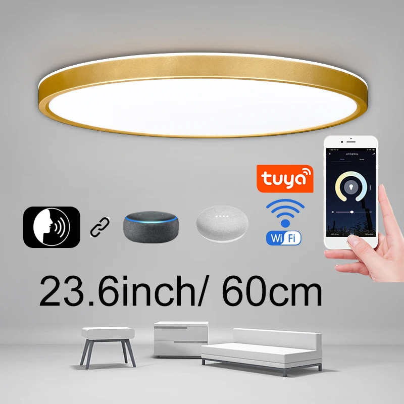 Large Modern Smart Ceiling Lights Dimmable Tuya APP Google Home Alexa Echo Voice Control Home Lighing Slim Surface Ceiling Lamps