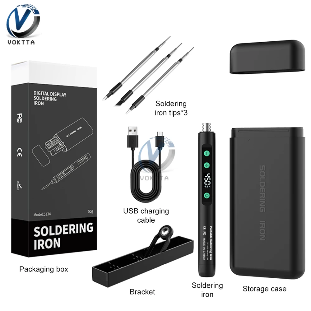 

USB интеллектуальный комплект паяльника с регулируемой температурой, интерфейс типа C, быстрый нагрев, беспроводной электрический паяльник