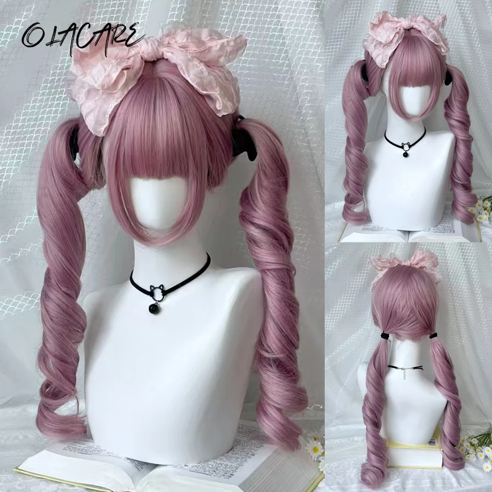 Image of Cosplay-Perücke mit Pony, doppelter Pferdeschwanz, lockige Lolita-Perücke, Damenkostüm, Thema, Karneval, Anime-Perücken, hitzebeständige synthetische LM-Perücke